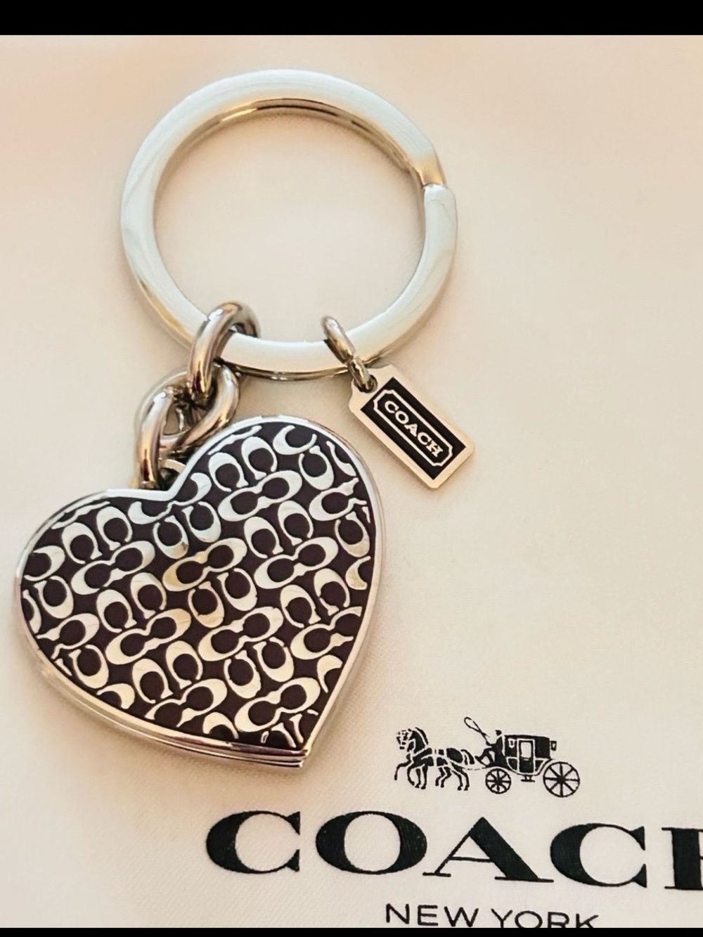Coach Heart Picture Frame Keychain/ Bag Charm - Gem